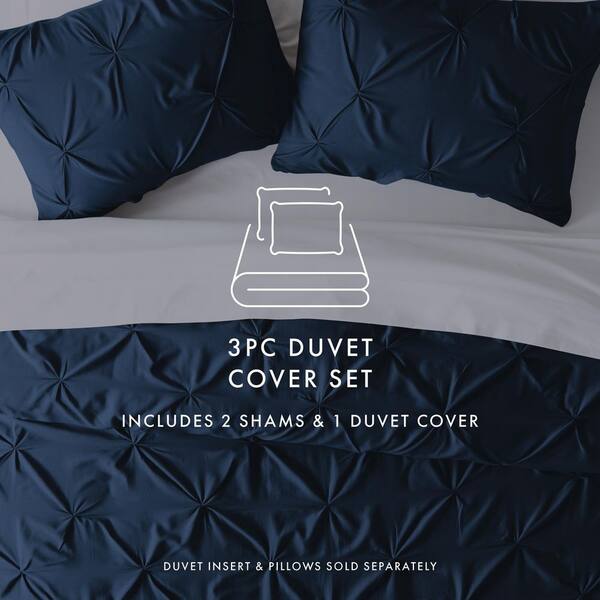 Home Collection Premium Ultra Soft 3 Piece Pinch Pleat Duvet Cover Set, Full/Queen - Gray