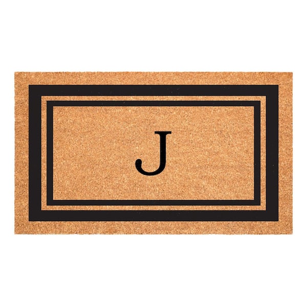 Calloway Mills Black Border Monogram Door Mat 18 in. x 30 in. (Letter J)