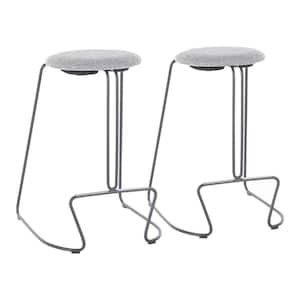 Finn 26 in. Grey Counter Stool with Charcoal Fabric Upholstery (Set of 2)