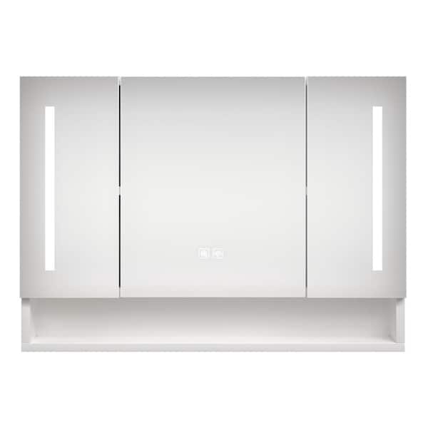 39 in. W x 28 in. H Rectangular Surface Mount Aluminum Medicine Cabinet with Mirror and Light, Dimmable