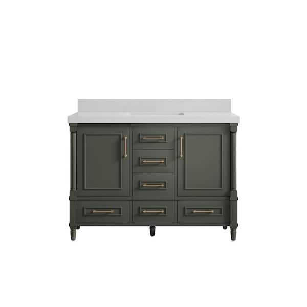Willow Collections Hudson 48 in. W x 22 in. D x 36 in. H Bath Vanity in Pewter Green with 2 in. Carrara Quartz Top
