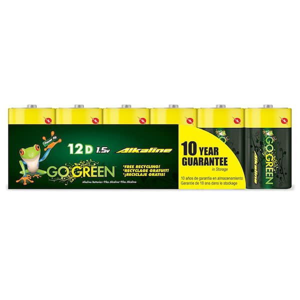 Power By Go Green D Alkaline Battery (12 per Pack)