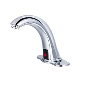 Automatic Sensor Touchless Bathroom Sink Faucet with Deck Plate, Chrome Vanity Faucets, Hands Free Tap in Chrome