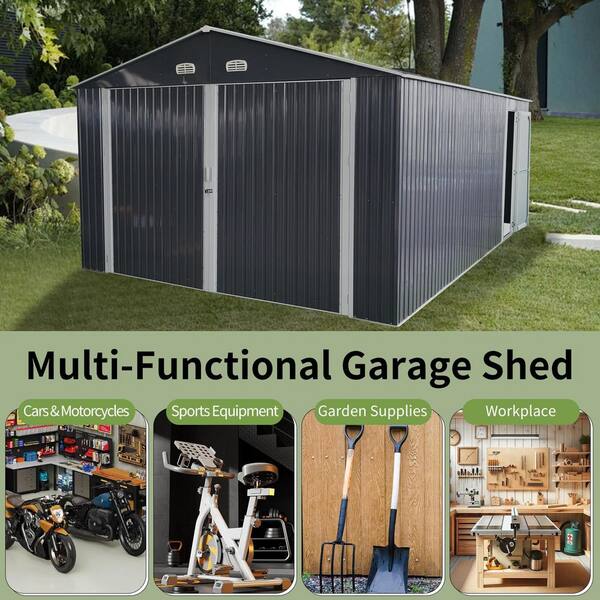 standardVXD 20 3台セット Dark Gray 13 ft. W x 20 ft. D Metal Outdoor Storage Shed with Side