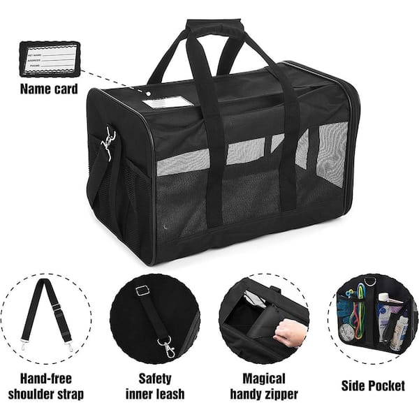 Tidoin Black Pet Travel Carrier Soft Sided Portable Bag with Collapsible and Durable DHS YDW1 356 The Home Depot