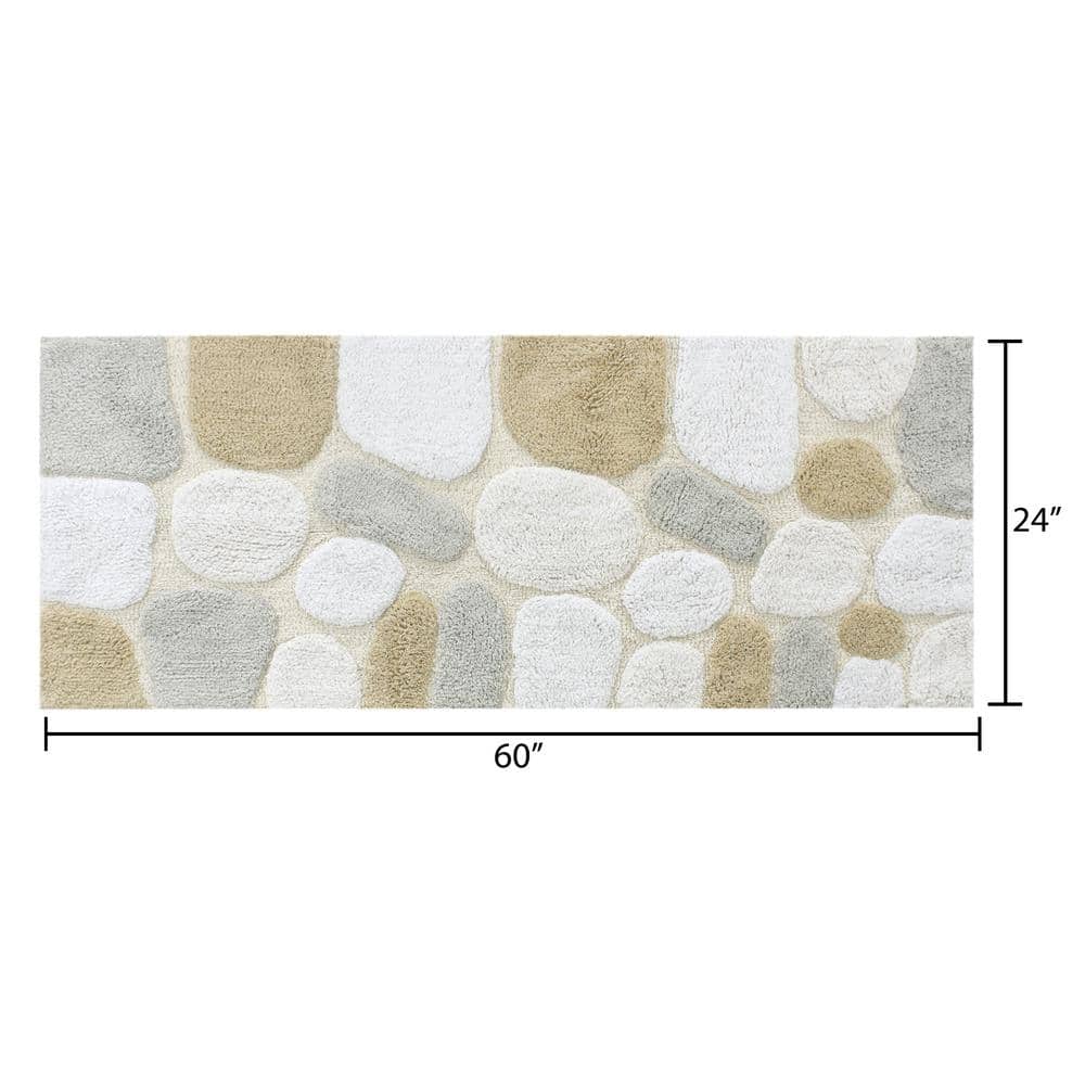 Pebble Pattern Beige and Gray Cotton Bath Runner
