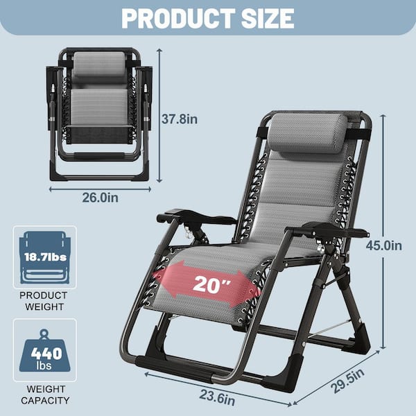 BOZTIY Zero Gravity Chair Steel Outdoor Lounge Chair Folding