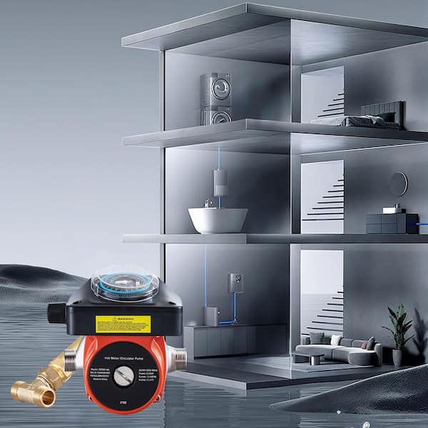 Hot Water Recirculating Pump Kit with Bypass Valve, Timer & Adapter, Stainless Steel Head, 0.13 HP 110-120V