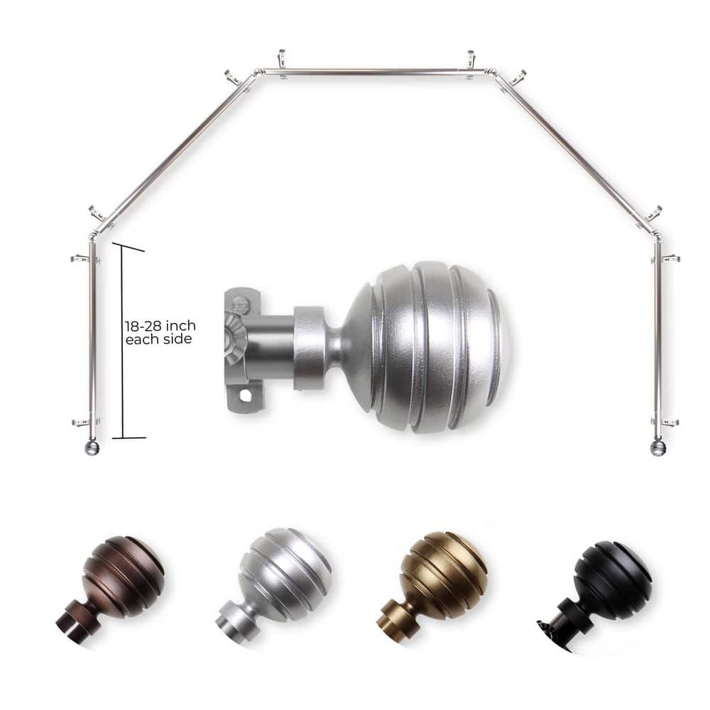 "13/16"" Poise 5-Sided Bay Window Curtain Rod (18-28 inch each side)-Satin Nickel" price history on PriceWatchPro