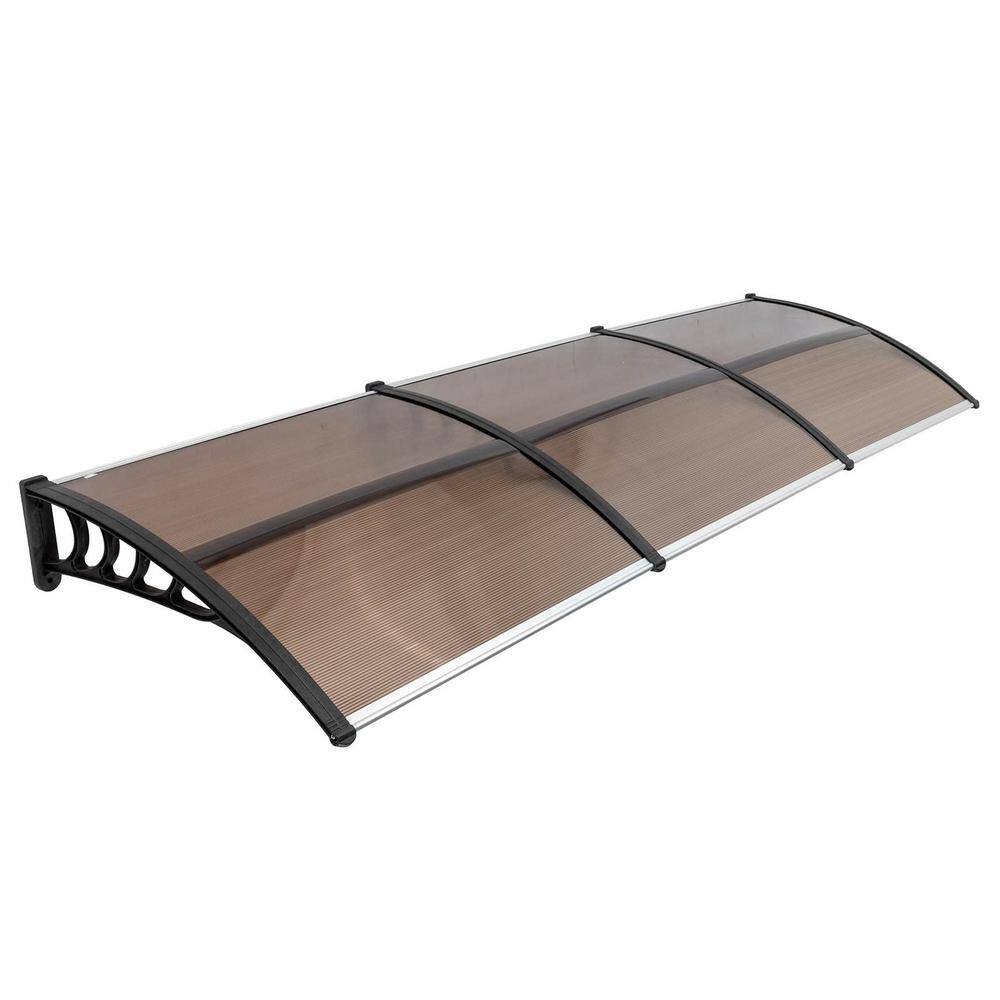 120 in. Polycarbonate Front Door Window Awning (10 in. H x 40 in. D) in Brown Board/Black