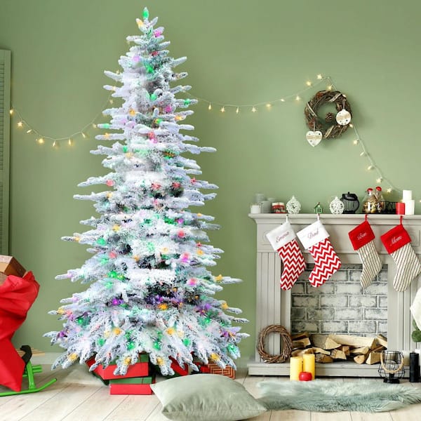 Fraser Hill Farm 10-Ft Pre-Lit Mountain Pine Snow Flocked