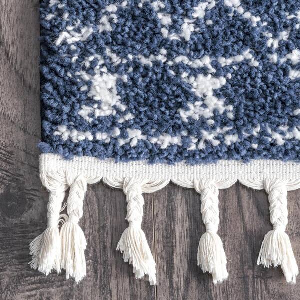 nuLOOM Vasiliki Moroccan Tassel Shag Blue 8 ft. x 10 ft