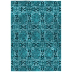 Chantille ACN564 Teal 5 ft. x 7 ft. 6 in. Machine Washable Indoor/Outdoor Geometric Area Rug