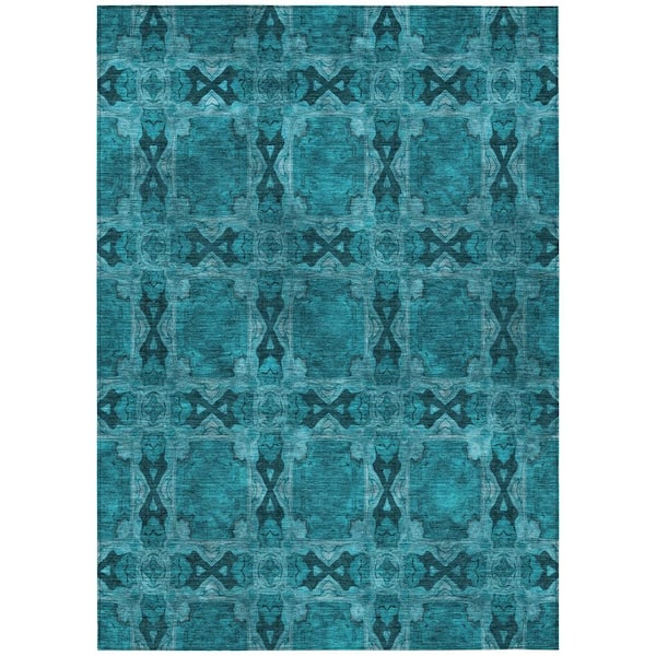 Addison Rugs Chantille ACN564 Teal 5 ft. x 7 ft. 6 in. Machine Washable Indoor/Outdoor Geometric Area Rug