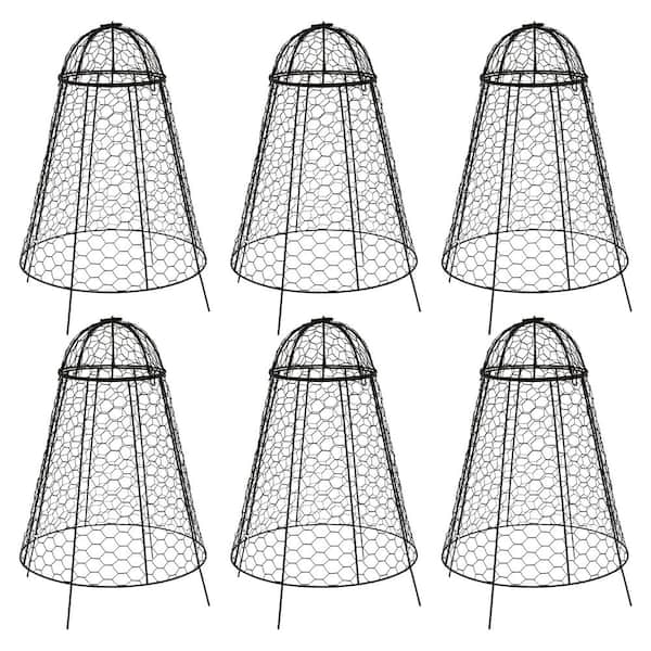 Sunnydaze Iron Mesh Cloche Plant Protector with Removable Cover-6-Pack