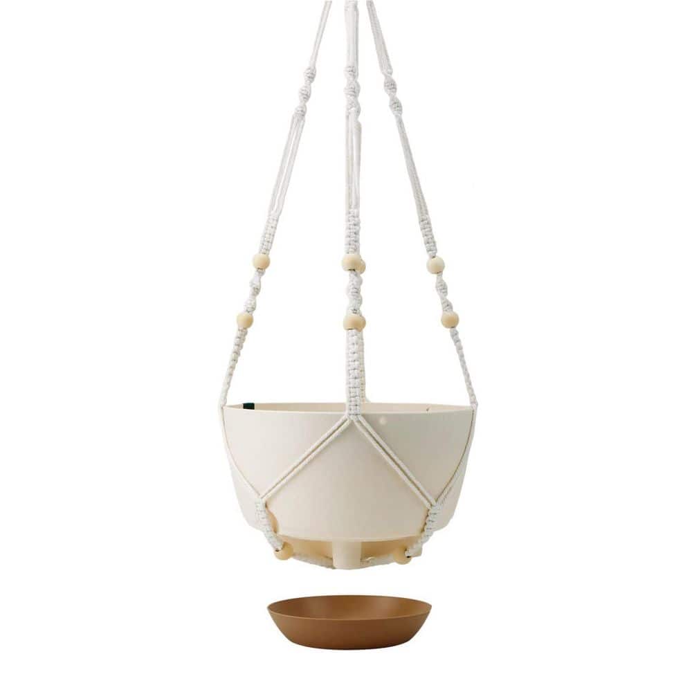 10 in. Dia White Plastic Self-Watering Hanging Planters with Drainage and Dual Hangers (2-Pack) price history on PriceWatchPro