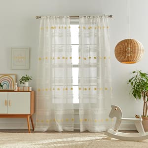 Piper Sheer Rod Pocket Yellow Curtain Panel 37 In. W X 63 In. L
