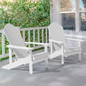 White HIPS Plastic Weather Resistant Adirondack Chair for Outdoors (2-Pack)
