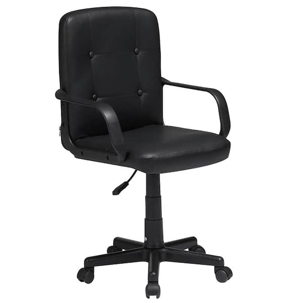VECELO Office Desk Chair with Armrests Mid Back Adjustable Height, 360-Degree Swivel, 330 lbs. Capacity Office Stool, Black