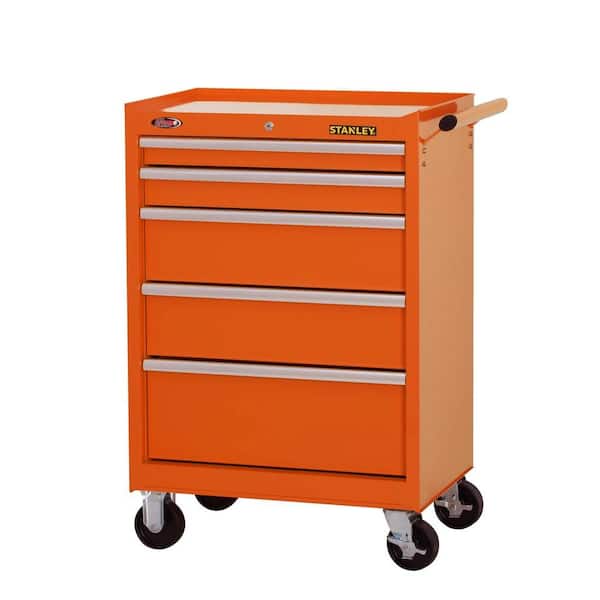 Stanley 27 in. 5-Drawer Roller Cabinet Tool Chest in Orange
