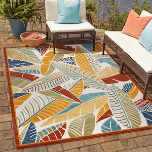 Fosel Lagos Multi-Colored 6 ft. x 9 ft. Floral Indoor/Outdoor Area Rug