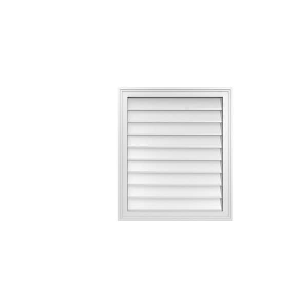 Ekena Millwork 24 in. x 28 in. Vertical Surface Mount PVC Gable Vent: Decorative with Brickmould Frame