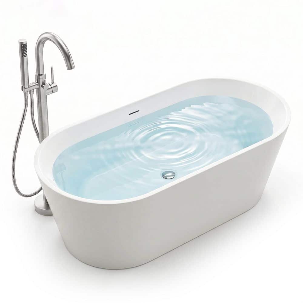 ANZZI Chand 67 in. x 32 in. Flat Bottom Freestanding Soaking