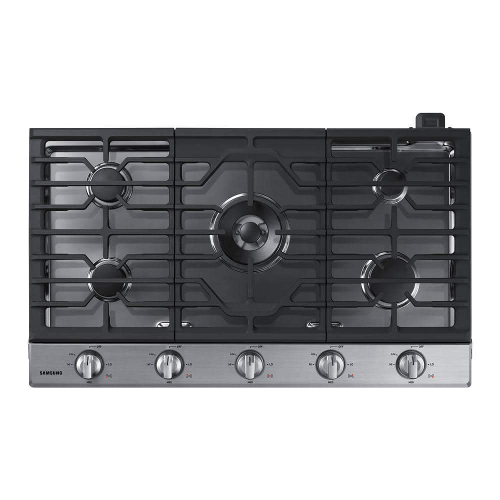 Samsung 36 in. Gas Cooktop in Stainless Steel with 5 Burners including Power Burner with Wi-Fi, Silver