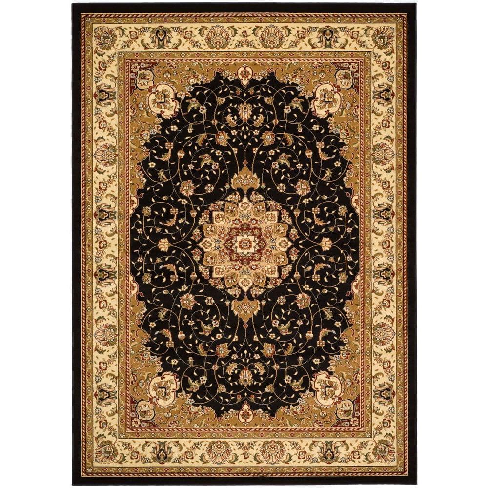 Black and Ivory Floral Tufted 4' x 6' Synthetic Area Rug