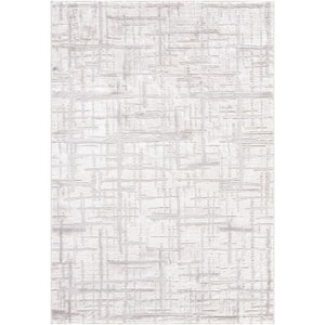 Wolly Ivory/Gray Modern 7 ft. x 9 ft. Indoor Area Rug