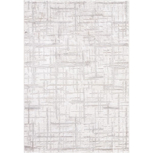 Wolly Ivory/Gray Modern 8 ft. x 10 ft. Indoor Area Rug