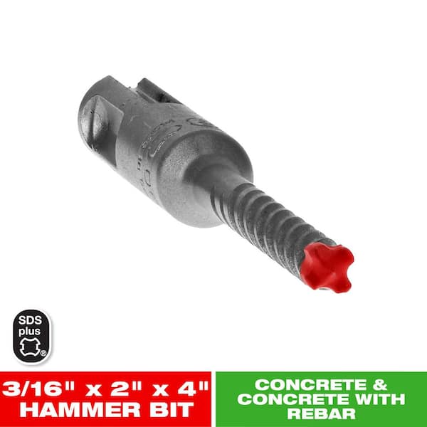 3/16 in. x 2 in. x 4 in. Rebar Demon SDS-Plus 4-Cutter Full Carbide Head Hammer Drill Bit (1-Piece)