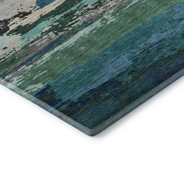 Mayfield Premium Machine Washable Abstract AMF1280 Teal 10 ft. x 14 ft. Area Rug