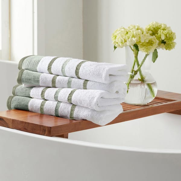 Desert Sage Green/Moss Green Premium Cotton 4-Pack Decorative Hand Towel Set