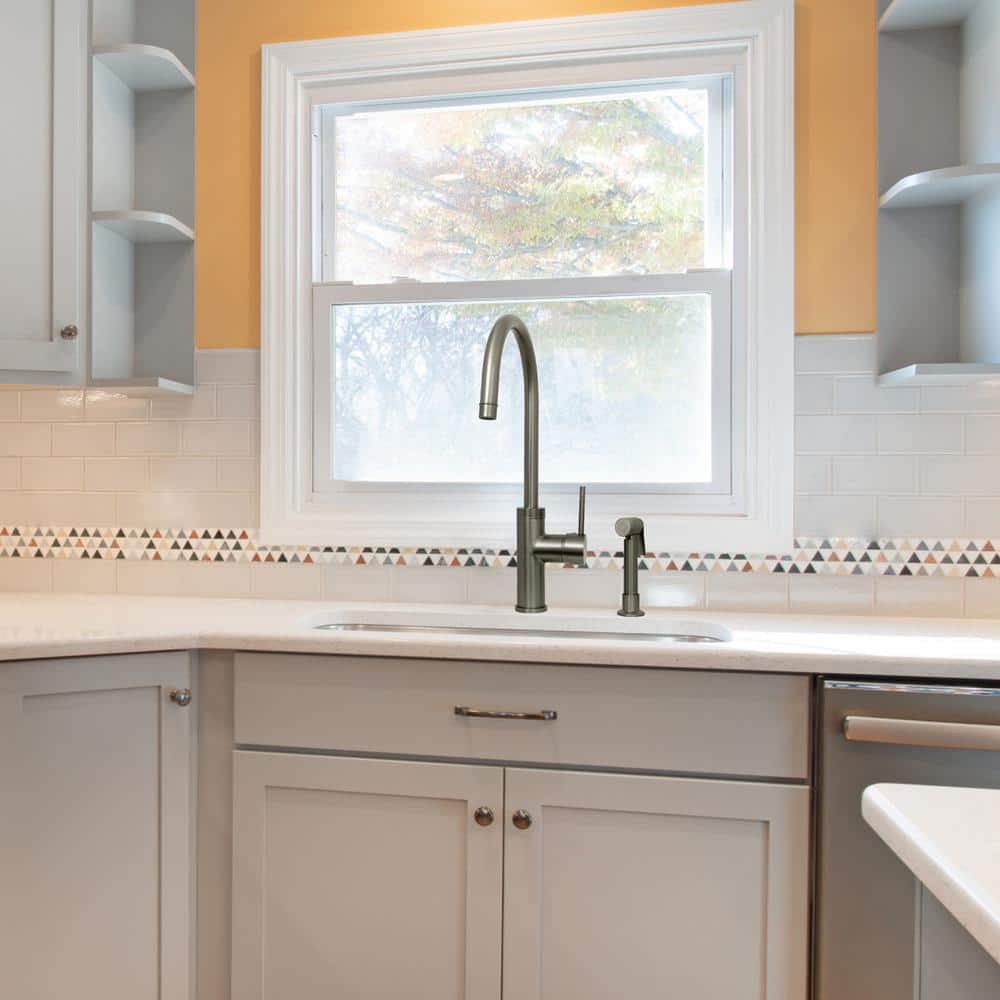 Gun Black Brass Widespread Kitchen Faucet with Side Spray