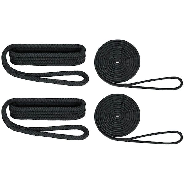 Extreme Max BoatTector Premium Double Braid Nylon Dockside Rope Value Pack - 1/2", Black