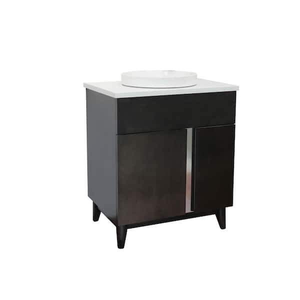Bellaterra Home Mia 31 in. W x 22 in. D Bath Vanity in Brown with Engineered Stone Vanity Top in White with White Round Basin