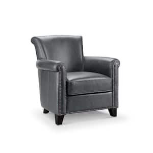 Baron Steel Blue Leather Armchair