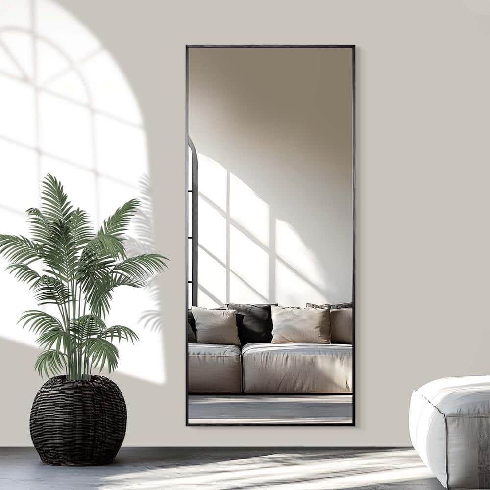Black 31 in. W x 71 in. H Oversized Rectangle Full Length Mirror Full Body 