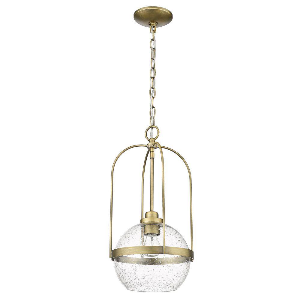 Devonshire Antique Brass Pendant with Seeded Glass