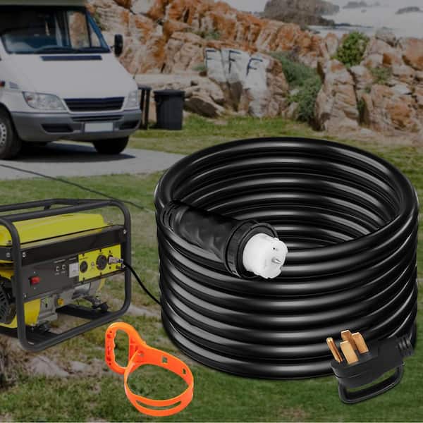 30 ft. STW 6/3 + 8/1 50 Amp 125/250V NEMA 14-50P to SS2-50R Locking Connector Generator Extension Cord