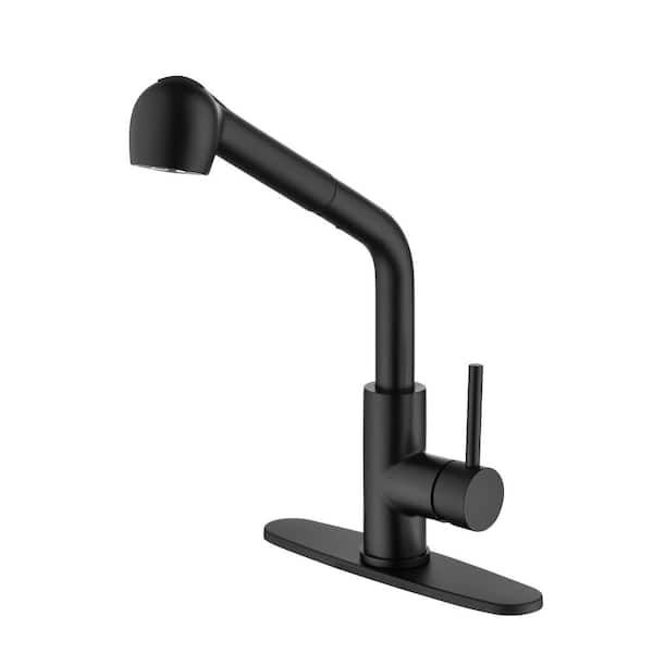 Unbranded Single-Handle Pull-Out Sprayer Kitchen Faucet in Matte Black