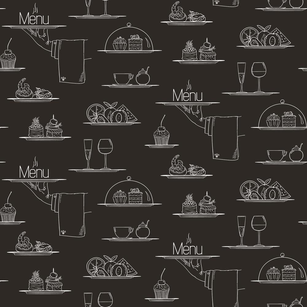 Chalkboard Menu Black/White Matte Finish Vinyl on Non-Woven Non-Pasted Wall