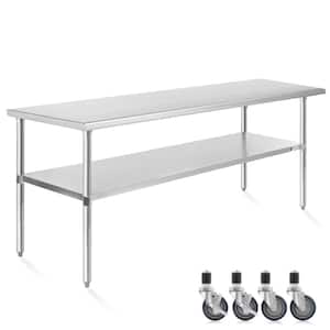 30 in. x 60 in. Stainless Steel Kitchen Prep Table with Bottom Shelf and Casters