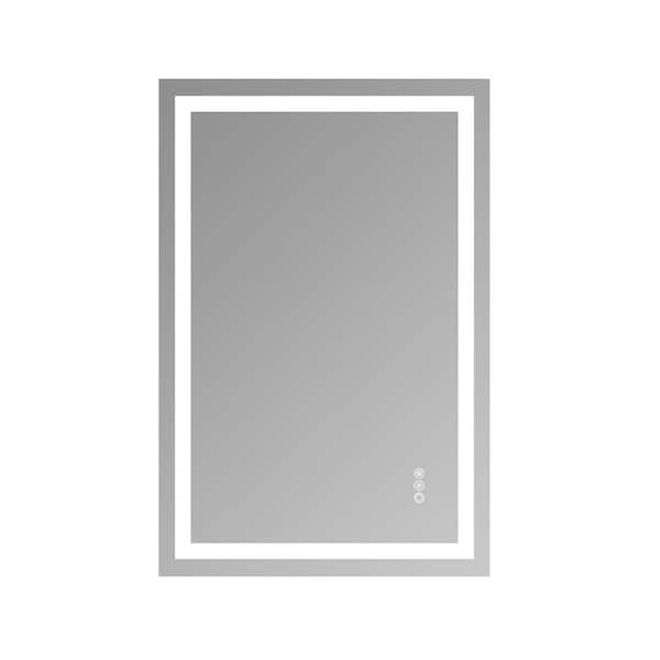 24 in. W x 36 in. H Rectangular Frameless Wall Mount LED Light Bathroom Vanity Mirror in Transparent