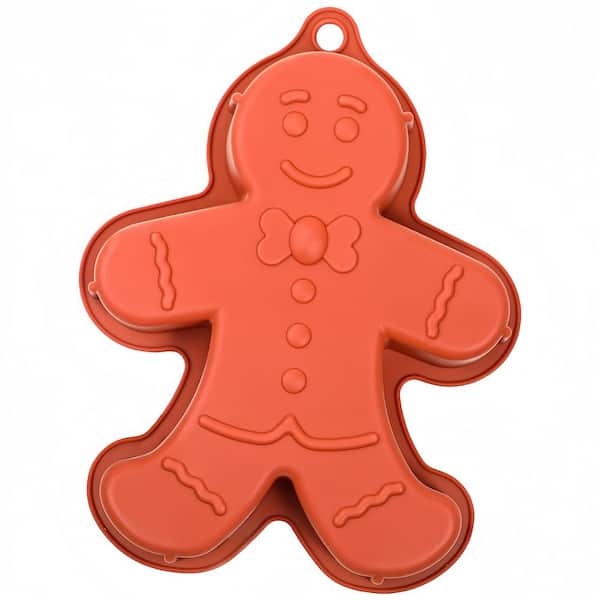 1-Pieces Brown Silicone 10 in. Gingerbread Man Mold Set Large Gingerbread Cake Pan for Christmas Baking Cake, Cookie