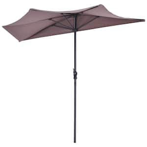 9 ft. Steel Market Half Round Patio Umbrella without Weight Base in Tan