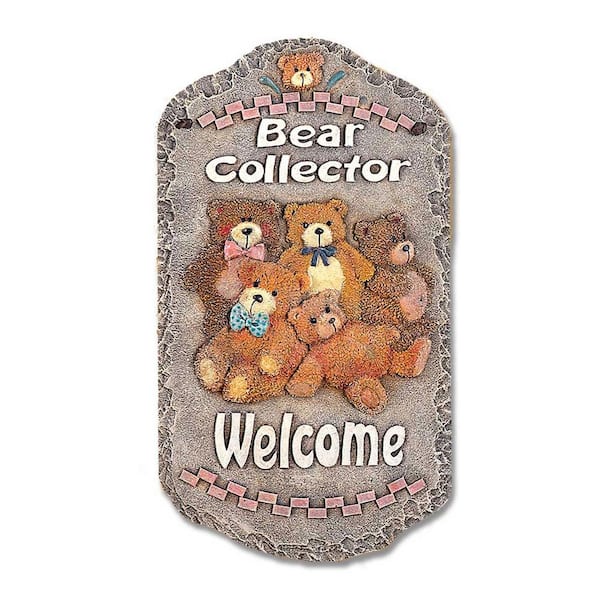 Jeedeson Welcome Sign, "Bear Collector" Porch Decor - Rustic Charm Resin Slate Plaque, Wall Mural, Hanging Decorative Sign