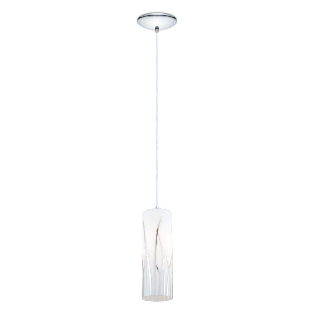 Rivato 4.96 in. W x 72 in. H 1-Light Chrome Mini Pendant Chrome/White Glass