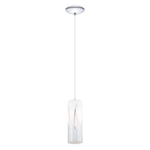 Rivato 4.96 in. W x 72 in. H 1-Light Chrome Mini Pendant Chrome/White Glass Décor